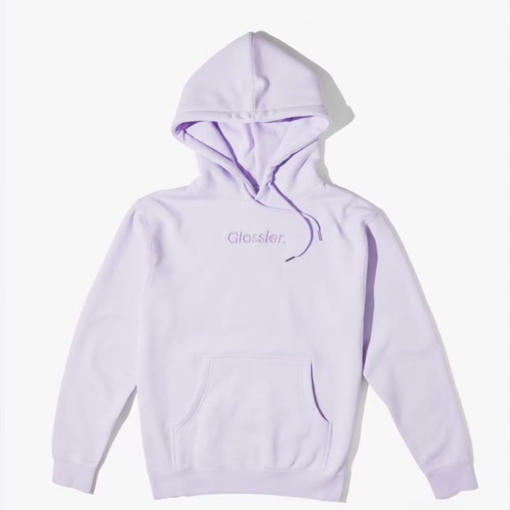 Glossier Lavender Pullover Hoodie with Subtle Logo